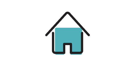 Ikon von einem Haus symbolisiert Selbstbestimmtheit und Lebensqualität.